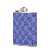 Indigo donkerblauw gestreept cirkelpatroon op blau heupfles (Links)