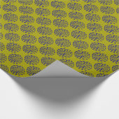 Indigo donkerblauw gestreept cirkelpatroon op groe cadeaupapier (Hoek)