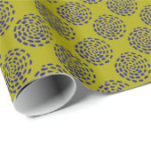 Indigo donkerblauw gestreept cirkelpatroon op groe cadeaupapier (Rol Hoek)