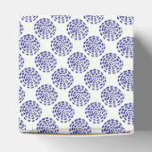 Indigo donkerblauw gestreept cirkelpatroon op wit bedankdoosjes (Bovenkant)