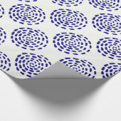 Indigo donkerblauw gestreept cirkelpatroon op wit cadeaupapier (Hoek)