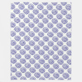 Indigo donkerblauw gestreept cirkelpatroon op wit fleece deken (Voorkant)