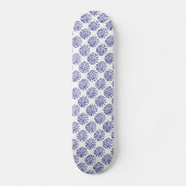 Indigo donkerblauw gestreept cirkelpatroon op wit skateboard (Voorkant)