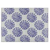 Indigo donkerblauw gestreept cirkelpatroon op wit snijplank (Voorkant)