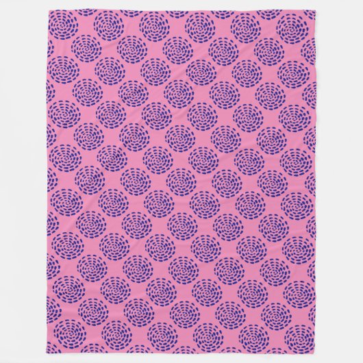 Indigo donkerblauwe gestreepte cirkelpatroon op ro fleece deken (Voorkant)