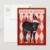 INDIGO DONKEY & CARDINAL CHRISTMAS Postcard Feestdagenkaart (Voorkant / Achterkant)