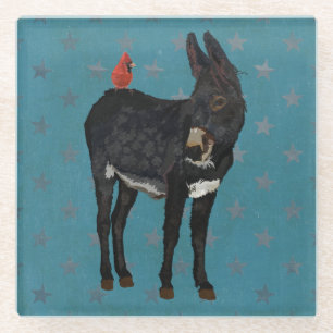 INDIGO DONKEY & CARDINAL GLASS ONDERZETTER