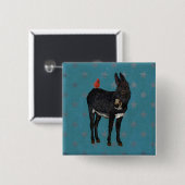 INDIGO DONKEY EN CARDINALE Button (Voorkant /achterkant)