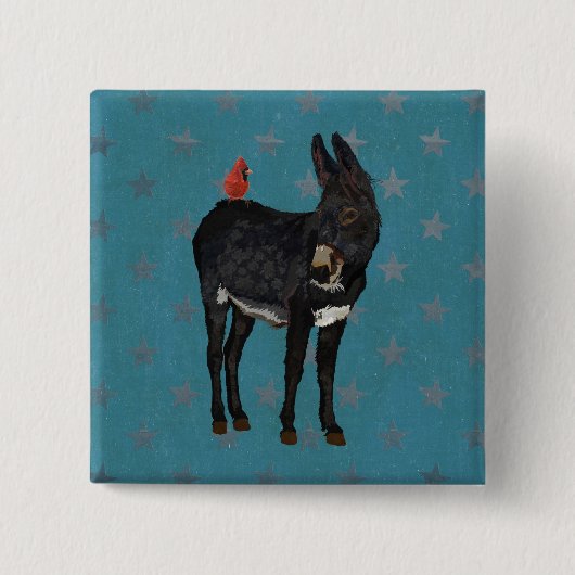 INDIGO DONKEY EN CARDINALE Button (Voorkant)