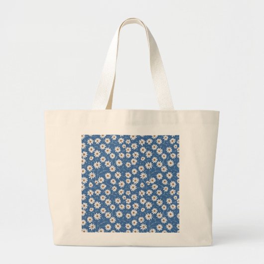 Indigo Dream Daisies Grote Tote Bag (Voorkant)