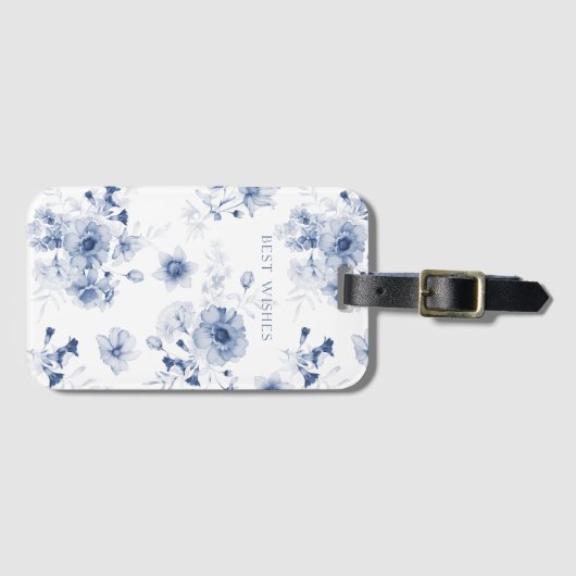 Indigo Dream Floral Pattern Bagagelabel (Voorkant (horizontaal))