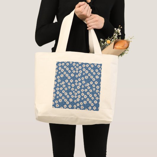 Indigo Droom Madeliefjes Grote Tote Bag (Voorkant (product))