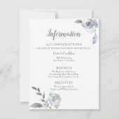 Indigo Dusty Blue Floral Wedding Details Card Kaart (Voorkant)
