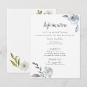 Indigo Dusty Blue Floral Wedding Details Card Kaart (Voorkant / Achterkant)