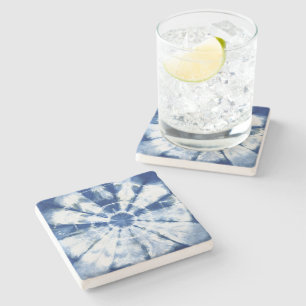 Indigo Dye Blue Circle Shibori Stenen Onderzetter