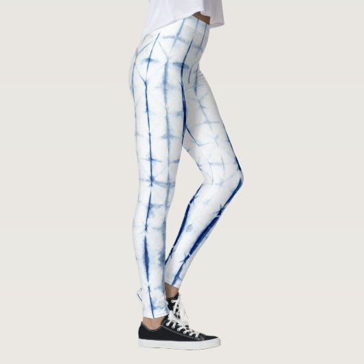 Indigo Dye Blue Itajime Shibori Leggings (Rechts)