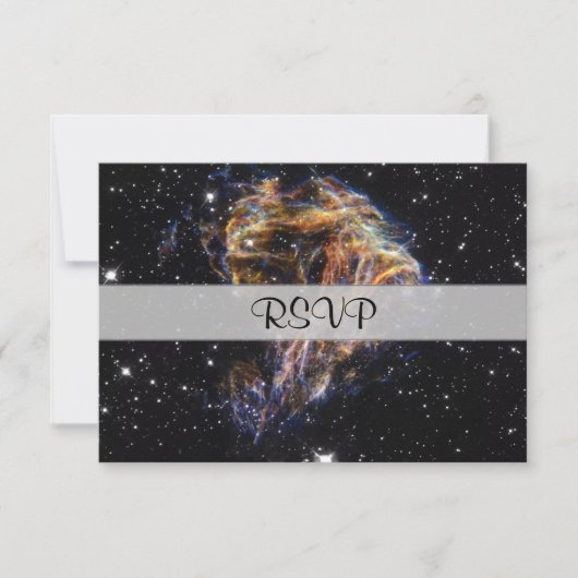 Indigo Edged Stellar Debris Cloud RSVP Kaartje (Voorkant)