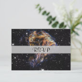 Indigo Edged Stellar Debris Cloud RSVP Kaartje (Staand voorkant)