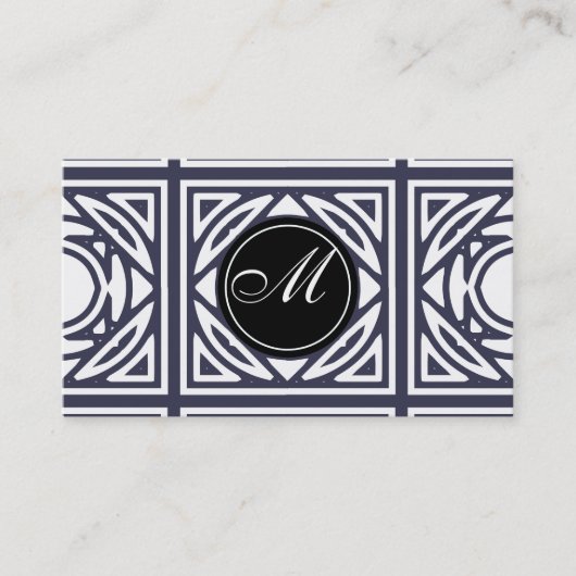 Indigo Elegant Framed Monogram Visitekaartje (Voorkant)