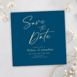 Indigo Elegant Modern Bruiloft Save The Date Kaart
