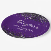 Indigo en Black Glitter 30e verjaardag Papieren Bordje (Gekanteld)