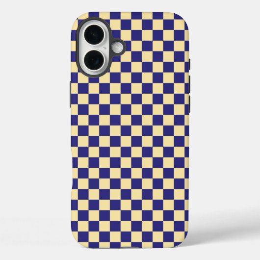 Indigo en boter dambordpatroon Case-Mate iPhone case (Achterkant)