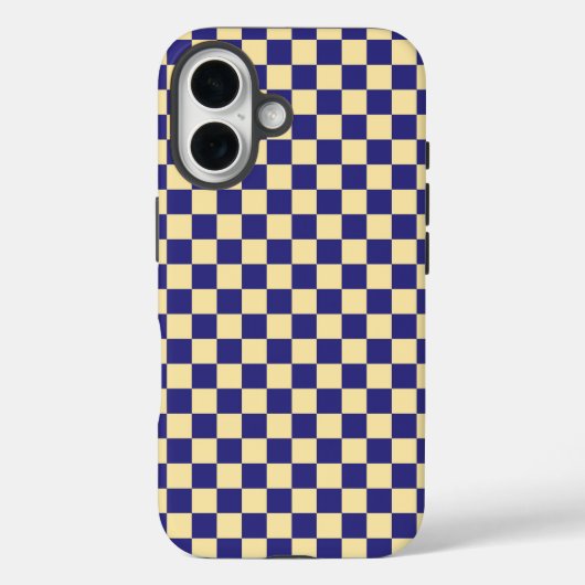 Indigo en boter dambordpatroon Case-Mate iPhone case (Achterkant)