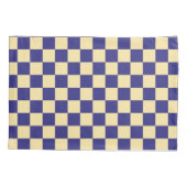 Indigo en boter dambordpatroon kussensloop (Achterkant-Links)