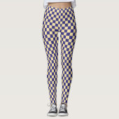 Indigo en boter dambordpatroon leggings (Voorkant)