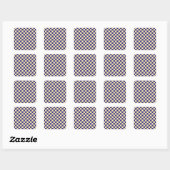 Indigo en boter geruite patroon vierkante sticker (Vel)