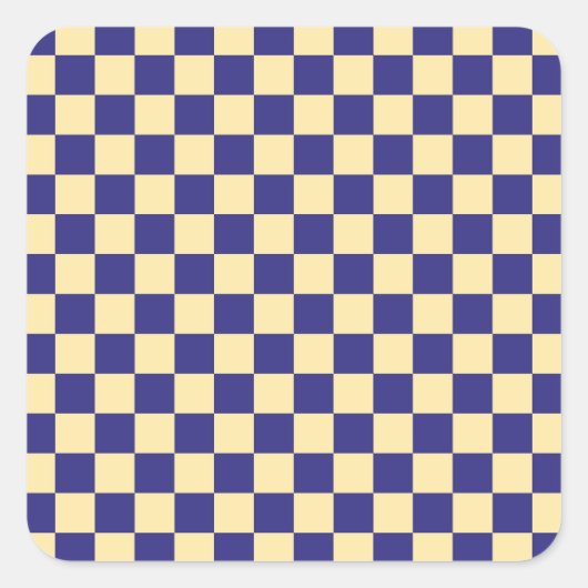 Indigo en boter geruite patroon vierkante sticker (Voorkant)
