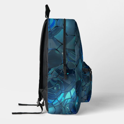 Indigo en Cyaan abstract Bedrukte Rugzak (Links)