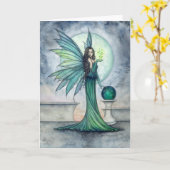 Indigo en Jade Fairy Fantasy Art leeg Kaart (Gele Bloem)