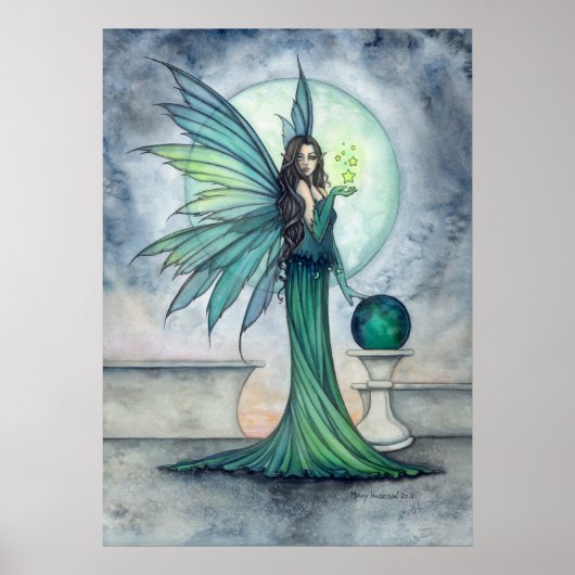 Indigo en Jade Fee Fantasie Kunst Molly Harrison Poster (Voorkant)