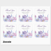 Indigo en Lavender Waterverf Flowers Wedding Vierkante Sticker (Vel)