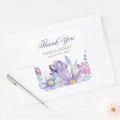 Indigo en Lavender Waterverf Flowers Wedding Vierkante Sticker (Envelop)