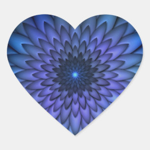 Indigo en Paarse Abstracte Bloemkunst Hart Sticker