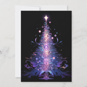 Indigo en Rose Goud Kerstboom Abstract Feestdagenkaart