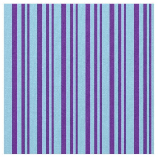 Indigo en Sky Blue Pattern van Stripes Stof (Close Up)
