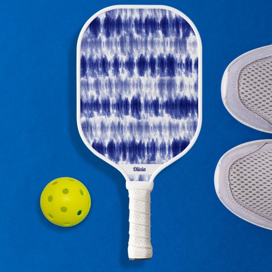 Indigo en White Boho Chic Shibori Stropdas-Dye Cus Pickleball Paddle