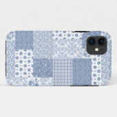 Indigo en White Faux Patchwork iPhone 5/5s Hoesje (Achterkant (horizontaal))