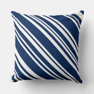 Indigo en White Modern Stripe Pillow Kussen