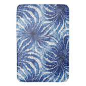 indigo en witte abstracte tie-dye patroon badmat (Voorkant Verticaal)