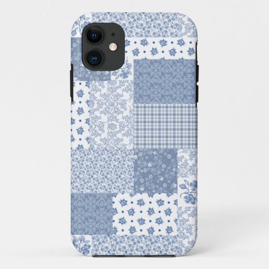 Indigo en witte namaak patchwork iPhone 5/5s hoesj Case-Mate iPhone Case (Achterkant)
