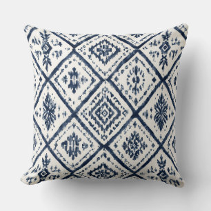 Indigo en Witte Sierkussen