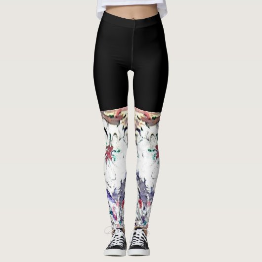 Indigo en zwart leggings (Voorkant)