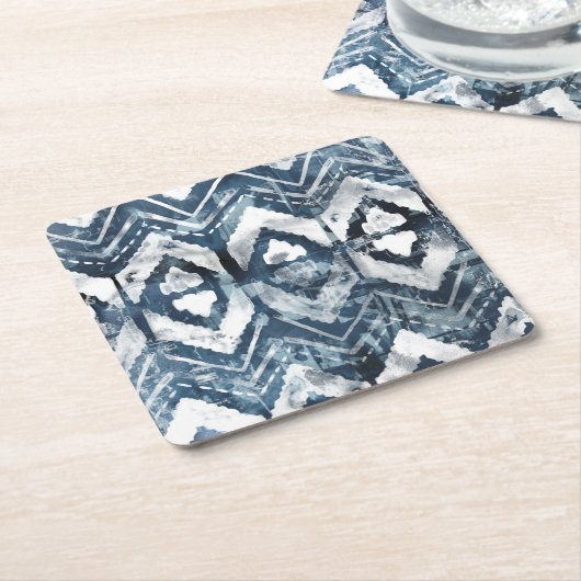 Indigo-extractie - Geometrisch Kartonnen Onderzetters (Schuin)