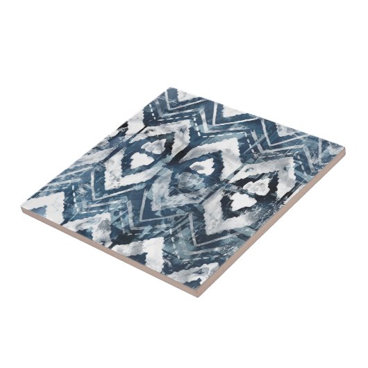 Indigo-extractie - Geometrisch Tegeltje (Zijkant)