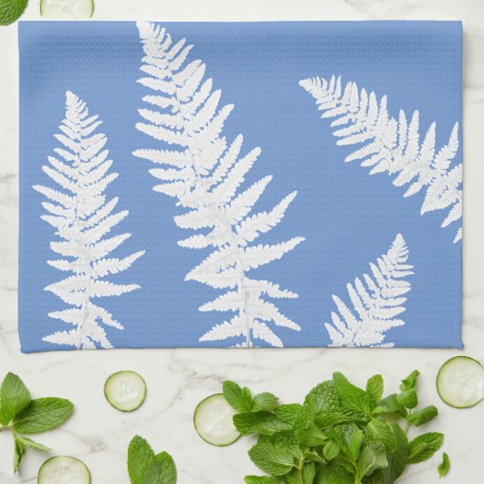 Indigo Fern Botanical Pattern Kitchen Towel Theedoek (Gevouwen)