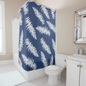 Indigo Fern Botanical Pattern Shower Curtain Douchegordijn (In situ)